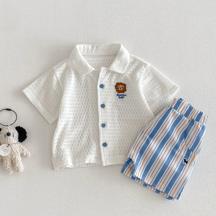 Baby Boys’ Breathable Shirt & Shorts Set 1–3Y | طقم طفل خفيف بقميص وشورت لعمر ١–٣ سنوات