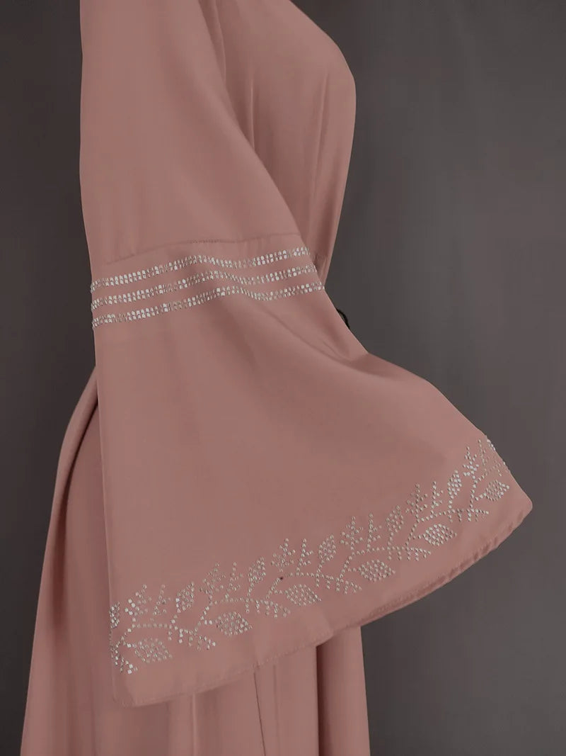 Women’s Crystal Rhinestone Open Abaya | عباية مفتوحة بتفاصيل كريستالية راقية