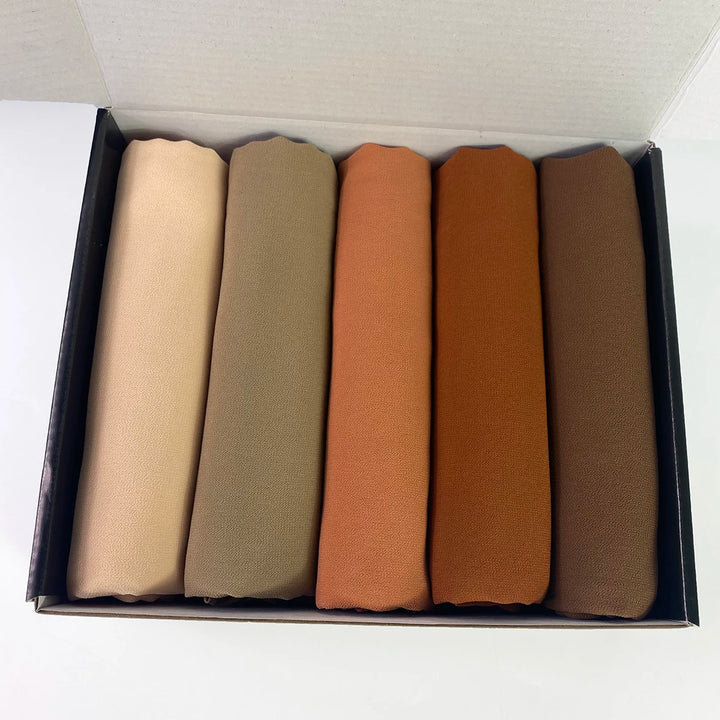 Women’s 5-Piece Chiffon Hijab Set | Gift Box Everyday Elegance