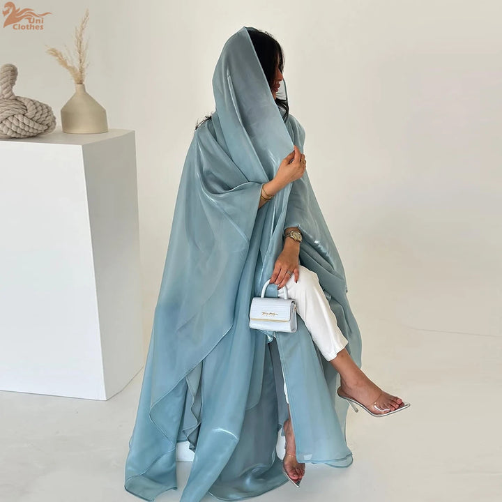 Abaya Open Front Satin Elegant Modest