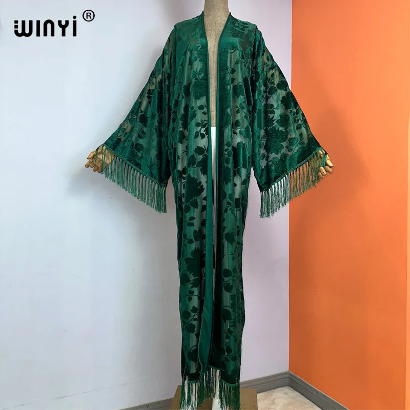 Abaya Open Front Printed Kimono Robe Lightweight