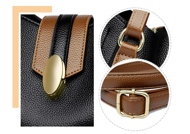 Women’s Casual Leather-Look Tote Bag | حقيبة توت نسائية عملية