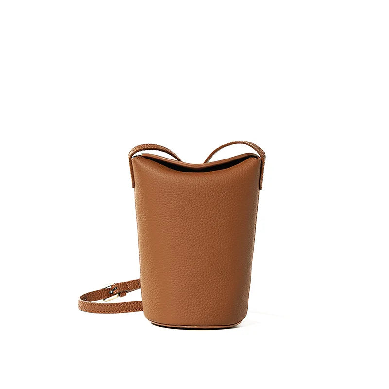 Women’s Top-Grain Leather Phone Crossbody Bag | حقيبة هاتف نسائية من الجلد الطبيعي الفاخر