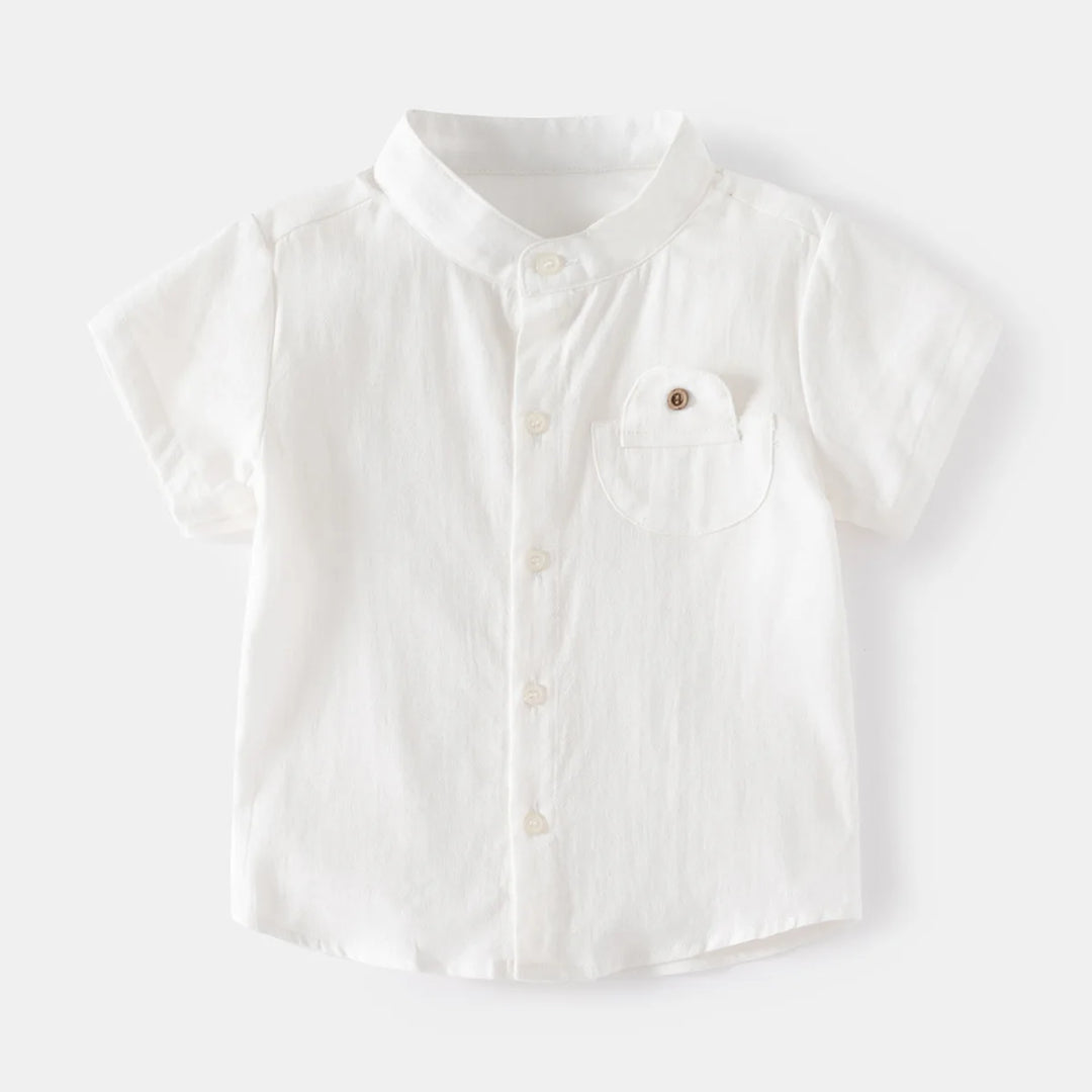 Boys’ Cotton Mandarin Collar Shirt 2–6 Years | قميص أولاد قطني بياقة ماندارين لعمر ٢–٦ سنوات