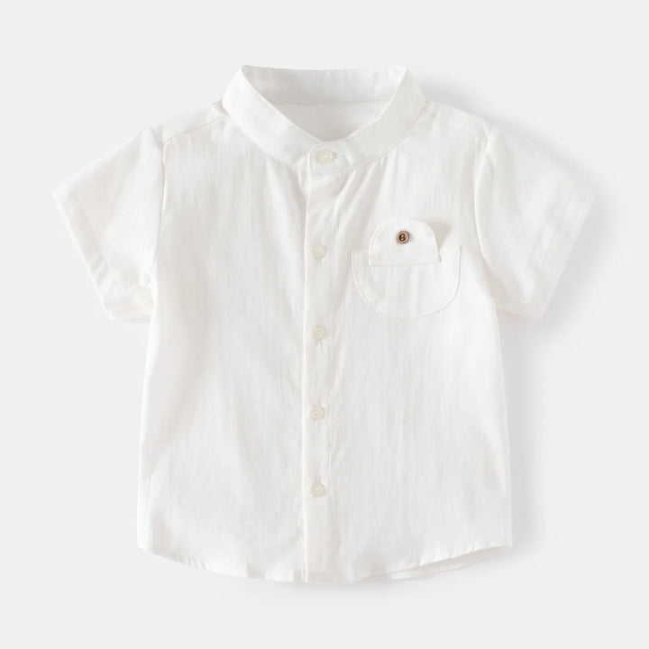 Boys’ Cotton Mandarin Collar Shirt 2–6 Years | قميص أولاد قطني بياقة ماندارين لعمر ٢–٦ سنوات
