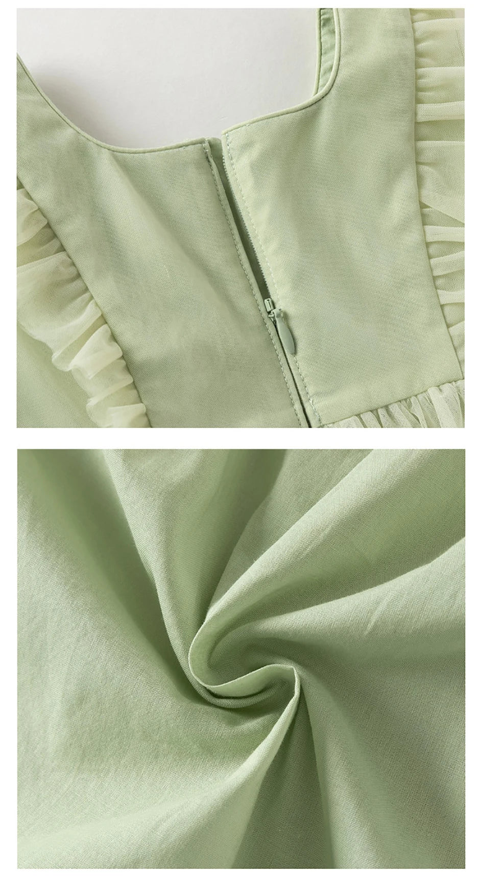 Girls Green Embroidered Mesh Dress