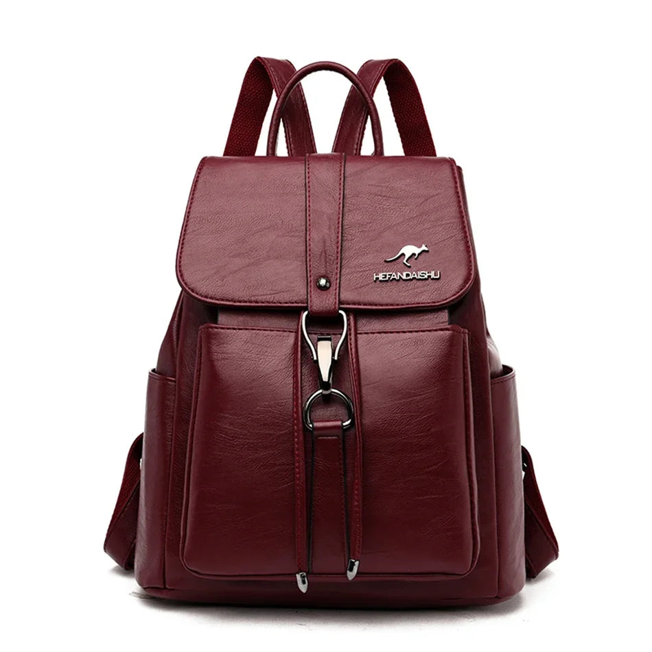 Women’s Everyday Leather-Look Backpack | حقيبة ظهر نسائية ناعمة لليوميات