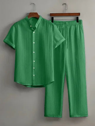 Men’s Summer Casual 2-Piece Set | Short Sleeve Shirt & Relaxed Pants