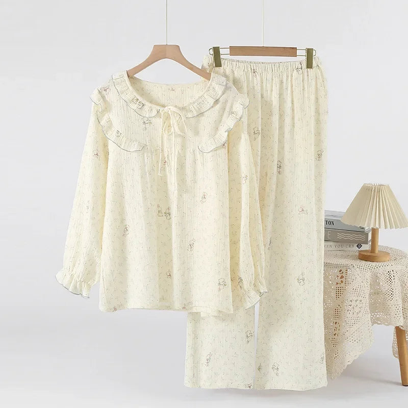 Women’s Cotton Pajama Set & Nightdress | بيجامة وجلابية قطنية للبيت - Floral