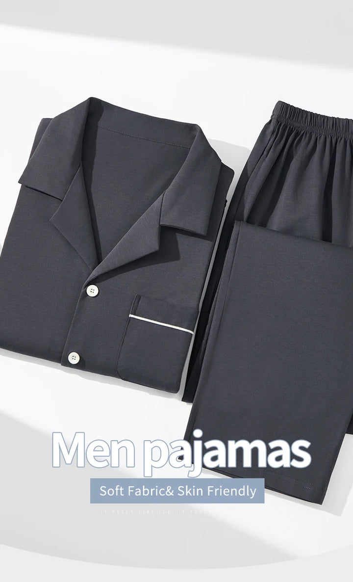 Men’s Cotton Pajama Set | Warm Button-Down Homewear