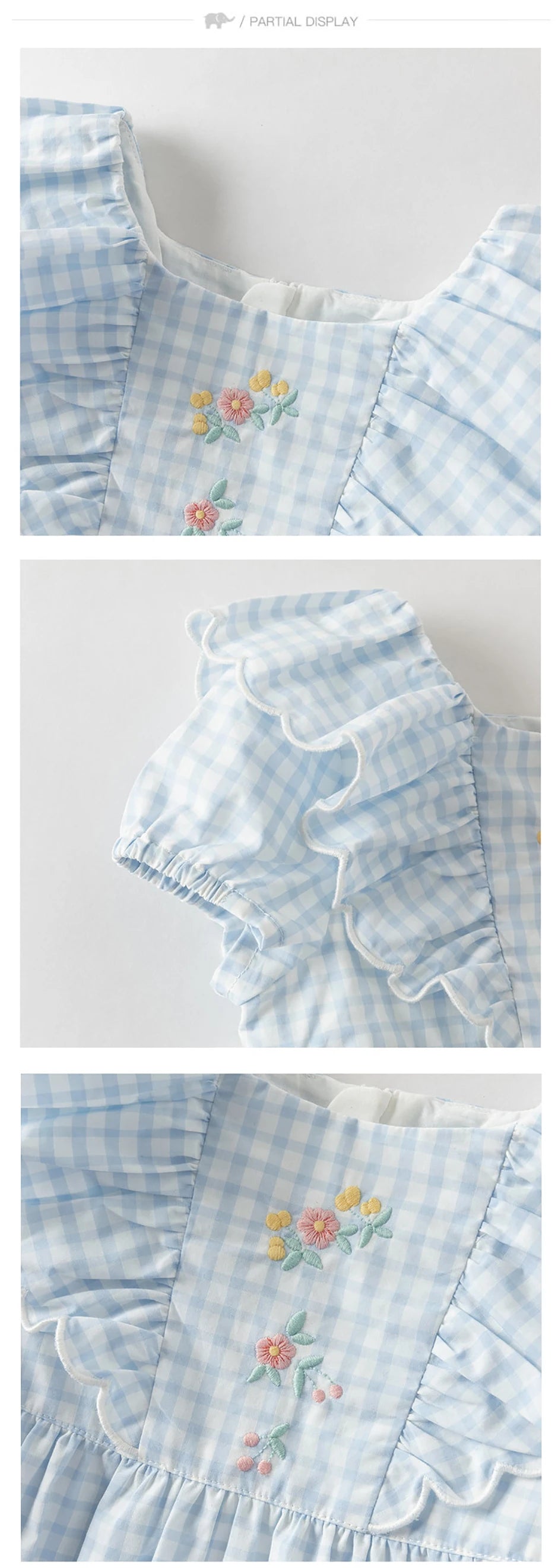 Girls Blue Plaid Cotton Dress