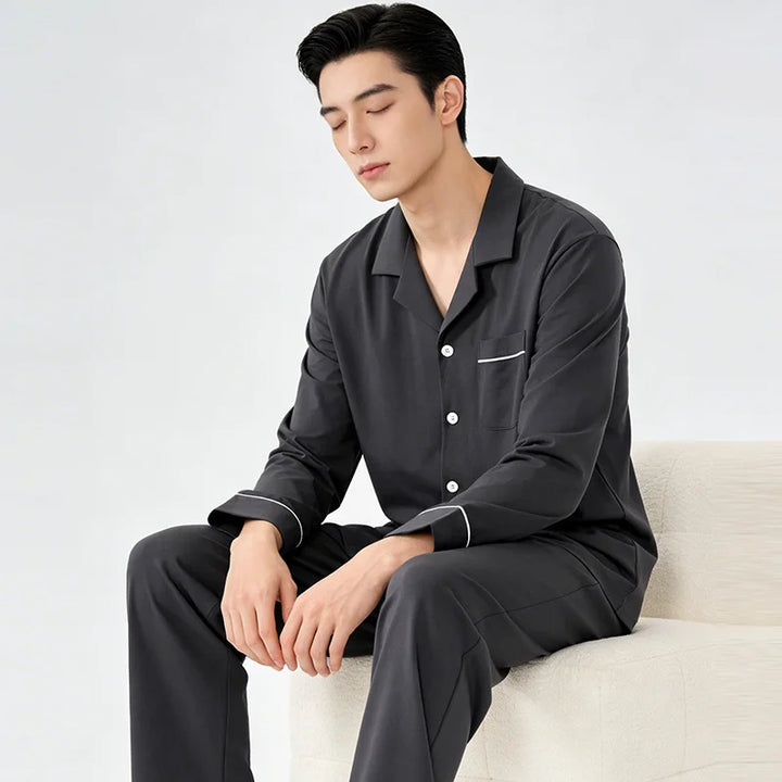 Men’s Cotton Pajama Set | Warm Button-Down Homewear