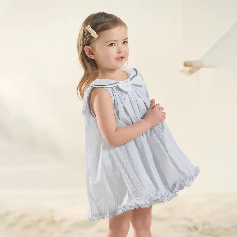 Girls Bow Print Cotton Dress