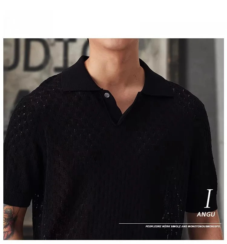 Men’s Loose Fit Knit Polo Shirt