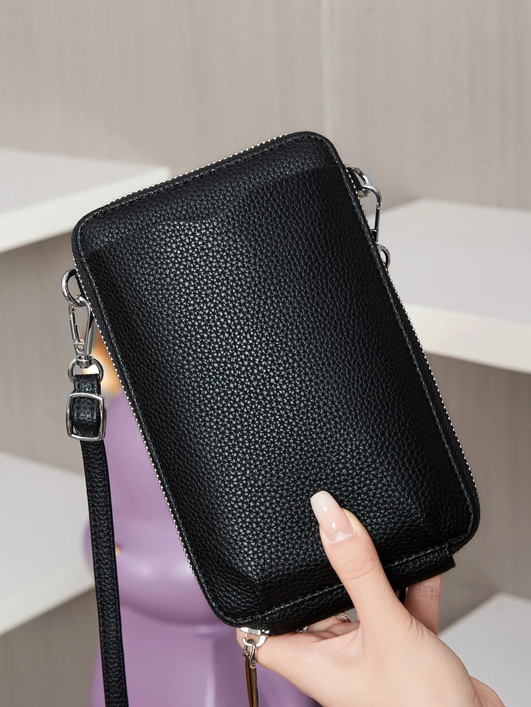 Women’s Minimalist PU Crossbody Phone Bag | حقيبة هاتف نسائية كروس بودي بتصميم بسيط
