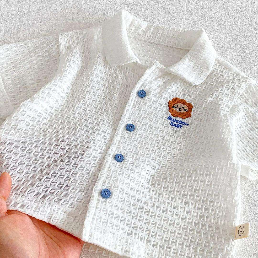 Baby Boys’ Breathable Shirt & Shorts Set 1–3Y | طقم طفل خفيف بقميص وشورت لعمر ١–٣ سنوات