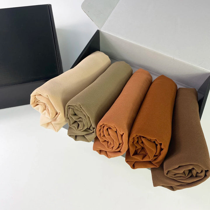 Women’s 5-Piece Chiffon Hijab Set | Gift Box Everyday Elegance