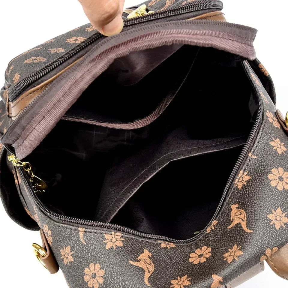 Women’s Leather-Look Travel Backpack | حقيبة ظهر نسائية أنيقة للسفر