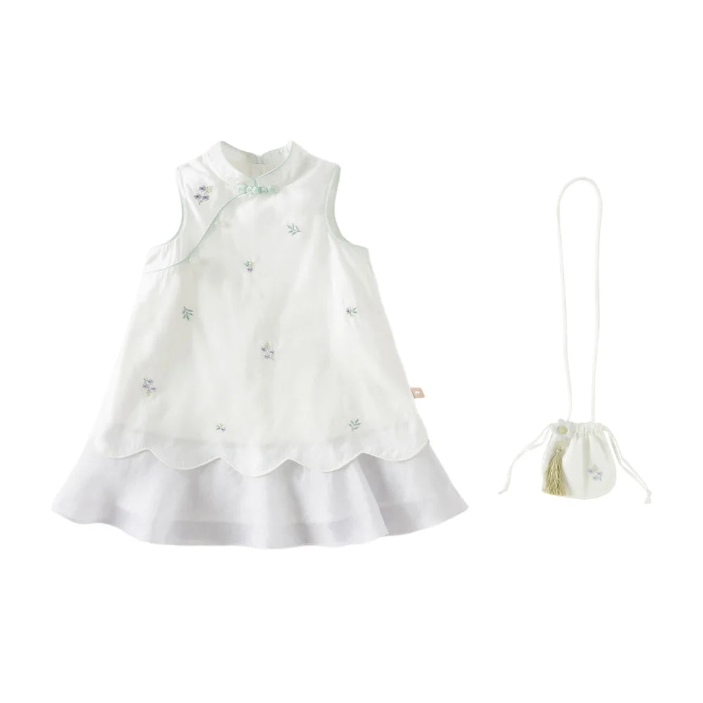 Girls Embroidered Cotton Dress