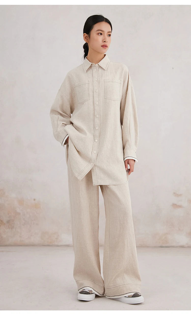 Linen Long Blouse – Minimal Elegant Loose Fit