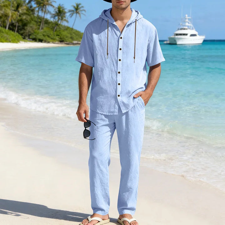 Men’s Summer Beach Set | Casual Short Sleeve Shirt & Shorts Outfit