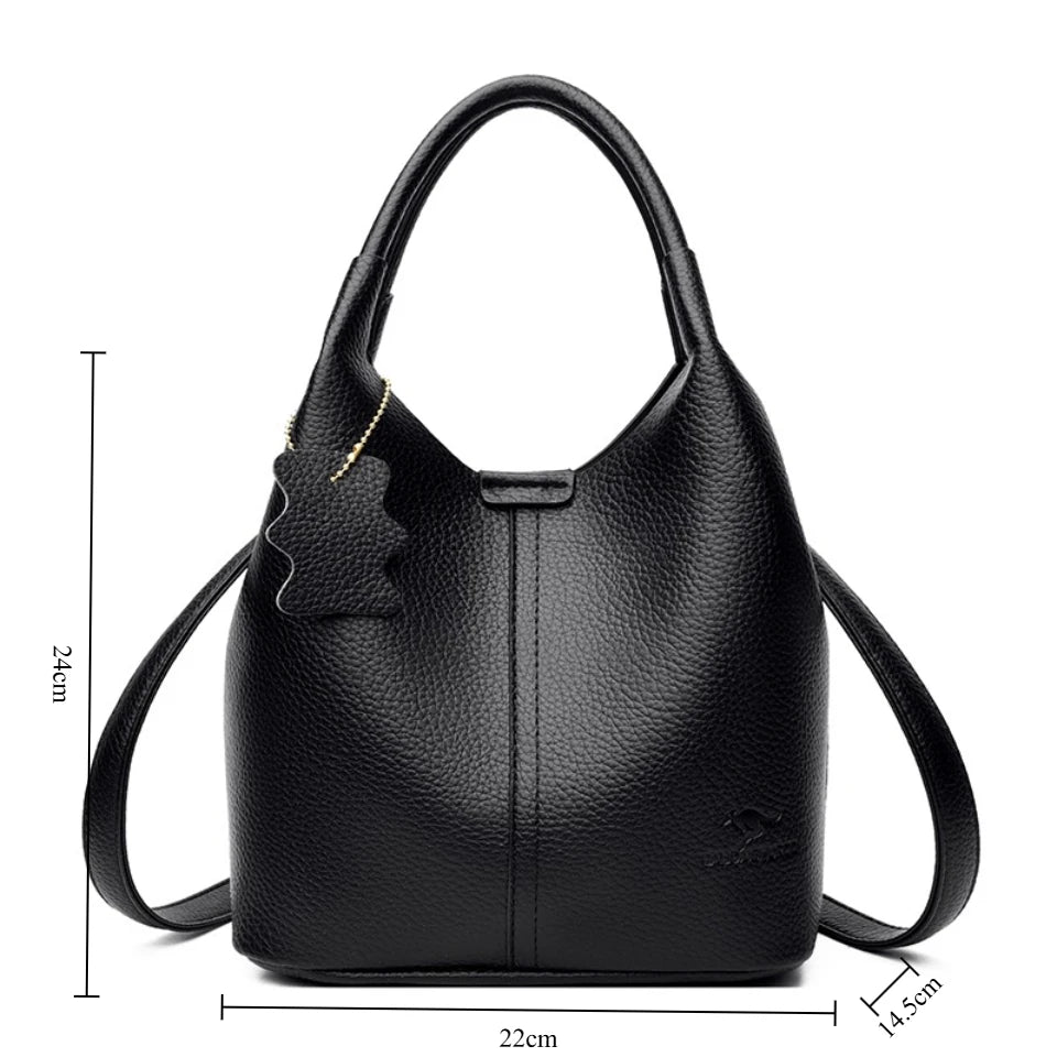Women’s Soft Bucket Shoulder Bag | Elegant Top-Handle Tote
