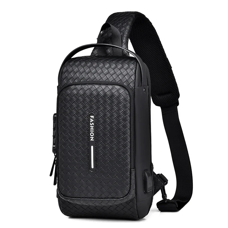Men’s PU Anti-Theft Chest Bag | حقيبة صدر رجالية PU مضادة للسرقة