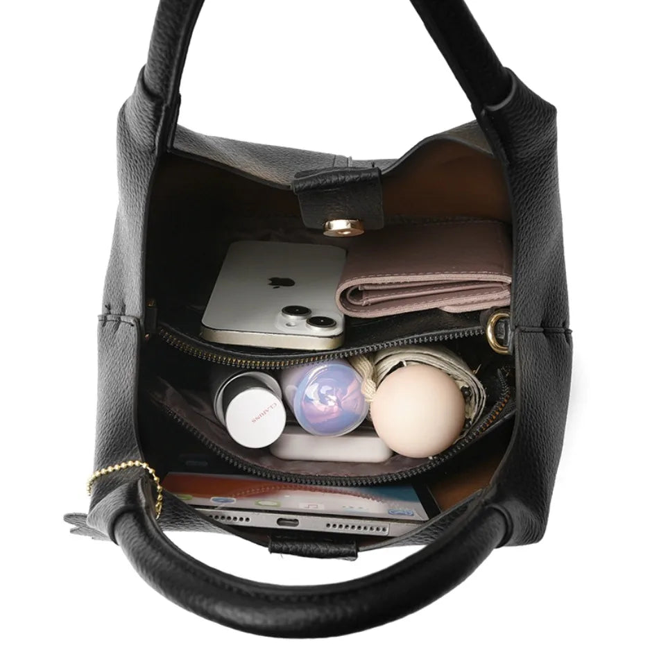 Women’s Soft Bucket Shoulder Bag | Elegant Top-Handle Tote