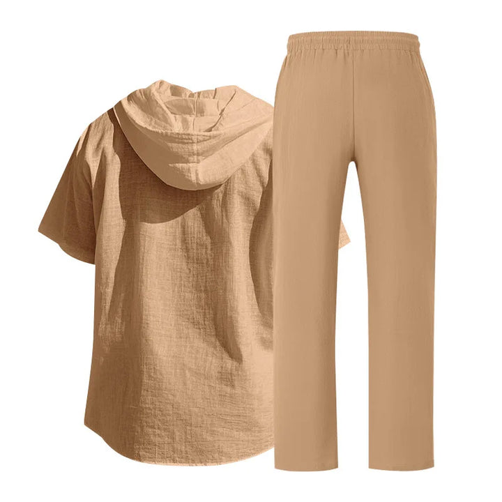 Men’s Linen Summer Set | Breathable Short Sleeve Shirt & Pants