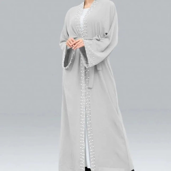 Women’s Pearl Detail Open Abaya | عباية مفتوحة بتفاصيل لؤلؤية