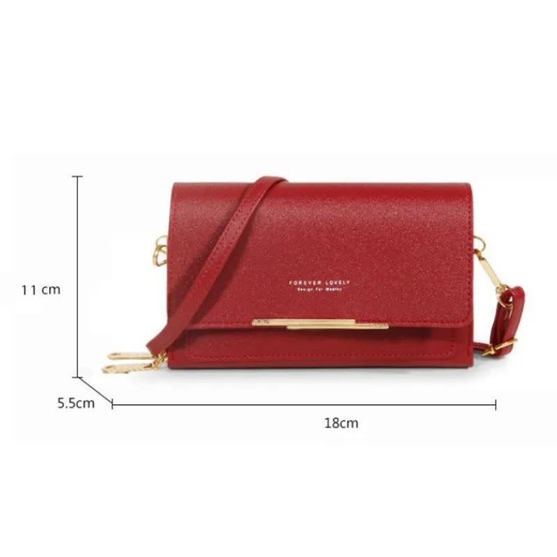 Women’s Multi-Pocket PU Crossbody Phone Bag | حقيبة هاتف نسائية متعددة الجيوب كروس بودي