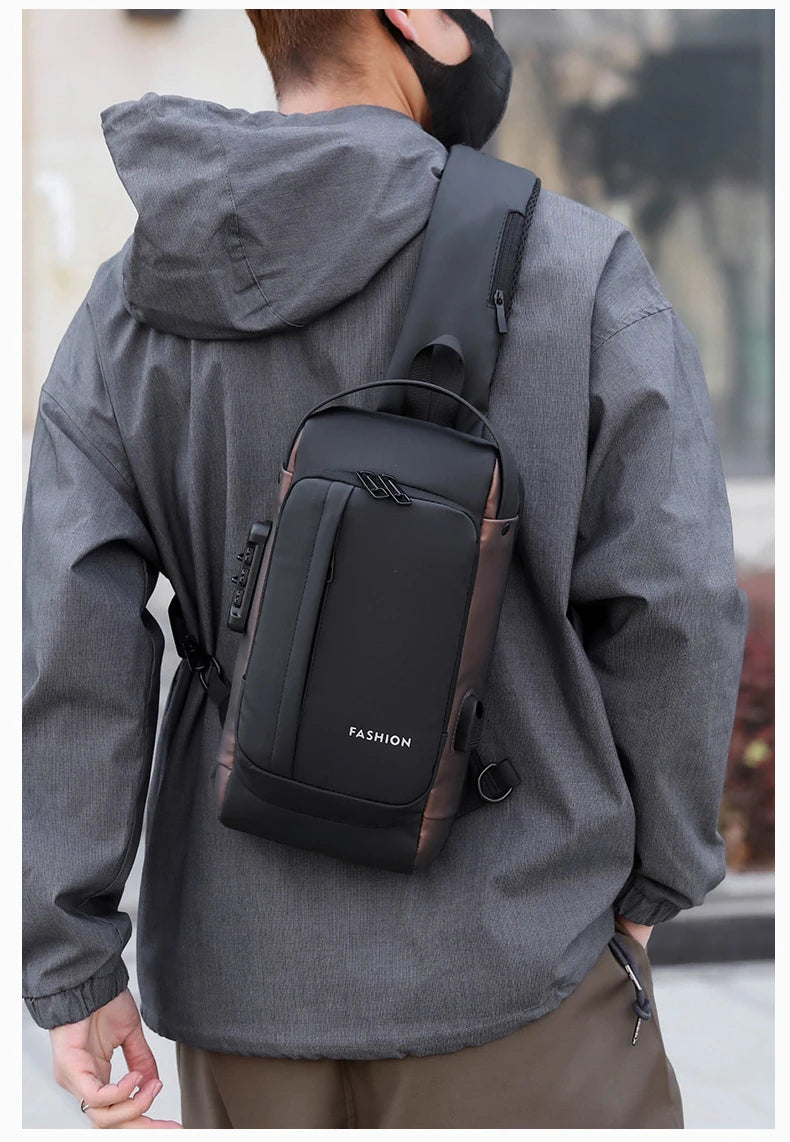 Men’s Anti-Theft Oxford Sling Chest Bag | حقيبة صدر رجالية أكسفورد مضادة للسرقة