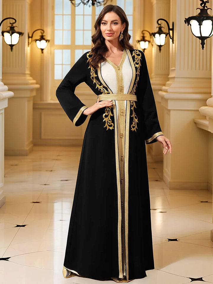 Women’s Open Abaya | Elegant Contrast Layered Modest Design