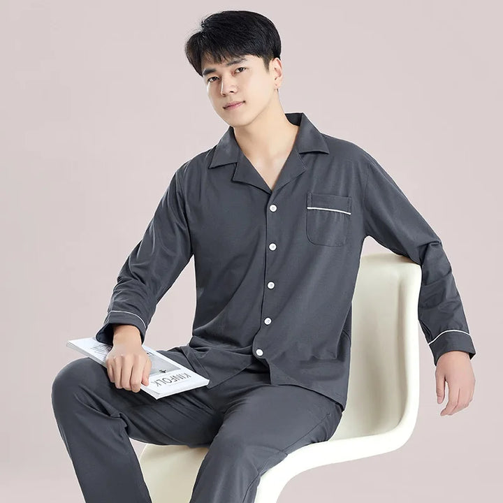 Men’s Plaid Pajama Set | Warm Cotton Winter Homewear