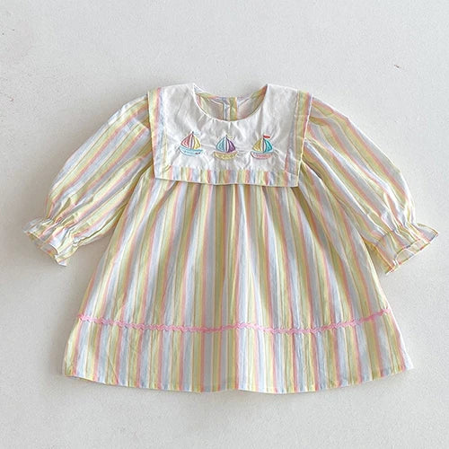 Girls’ Corduroy Princess Dress | فستان بناتي أنيق لعمر 2-6 سنوات - Floral