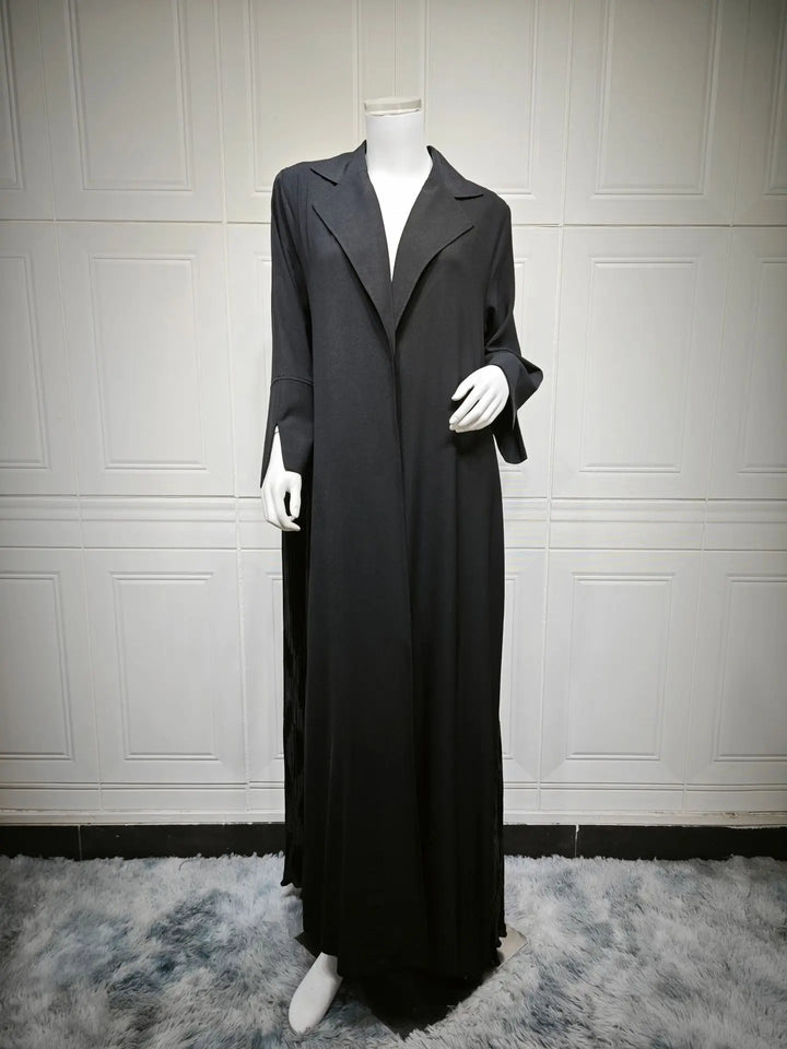 Black Open Abaya | Elegant Loose Kimono Style