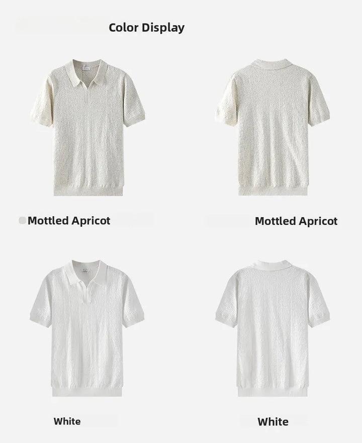 Men’s Textured Knit V-Neck Polo Shirt