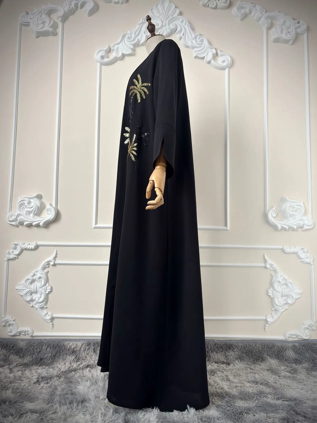 Women’s Open Abaya | Elegant Sequin Embroidery Eid Design