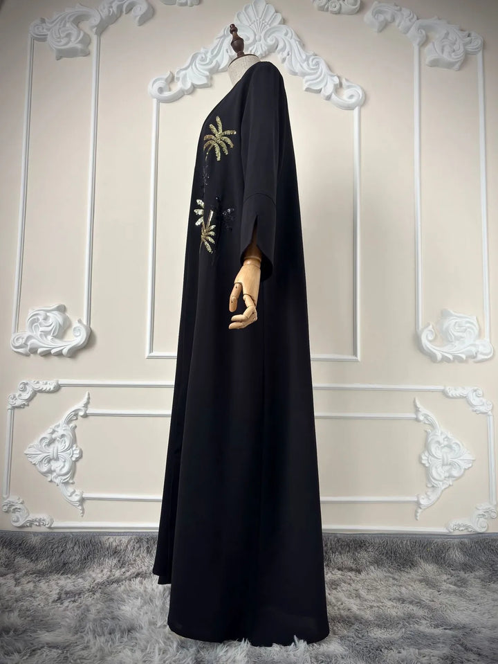 Women’s Open Abaya | Elegant Sequin Embroidery Eid Design