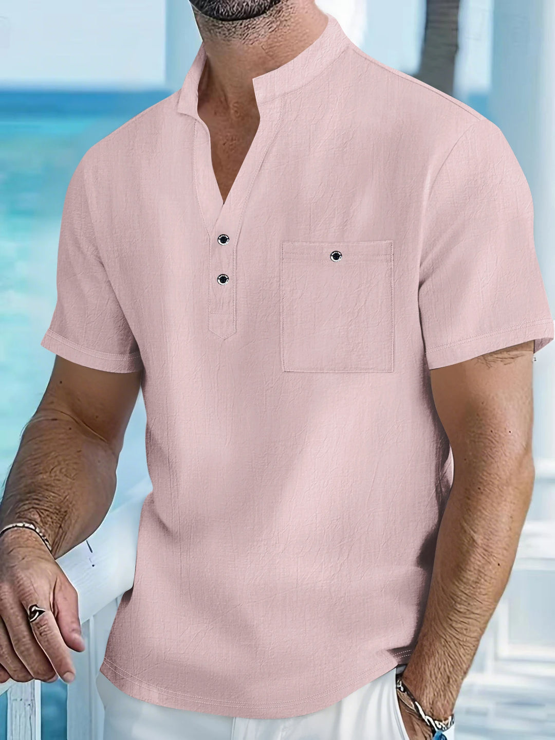 Men’s Cotton Linen Short Sleeve Shirt | Relaxed Summer Style