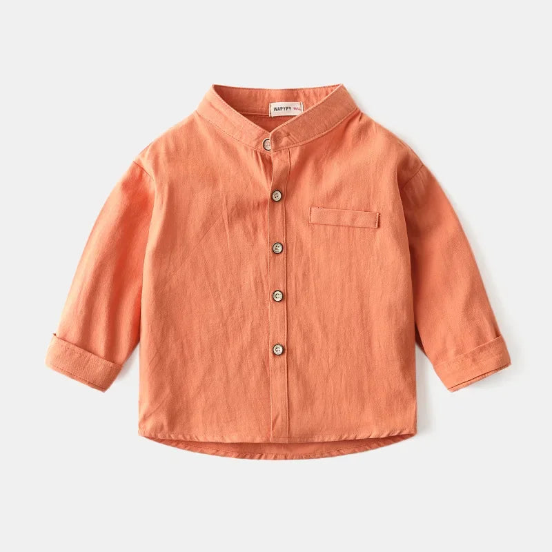 Boys’ Pure Cotton Long Sleeve Shirt | قميص أطفال قطني بأكمام طويلة