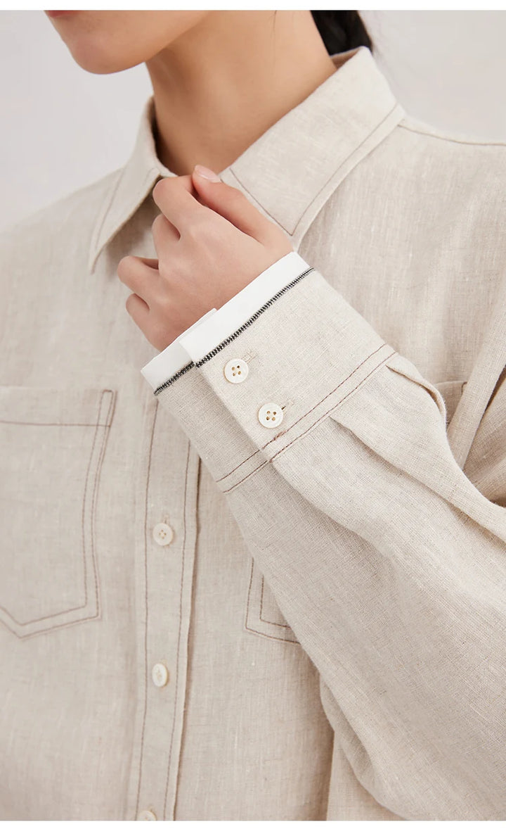 Linen Long Blouse – Minimal Elegant Loose Fit