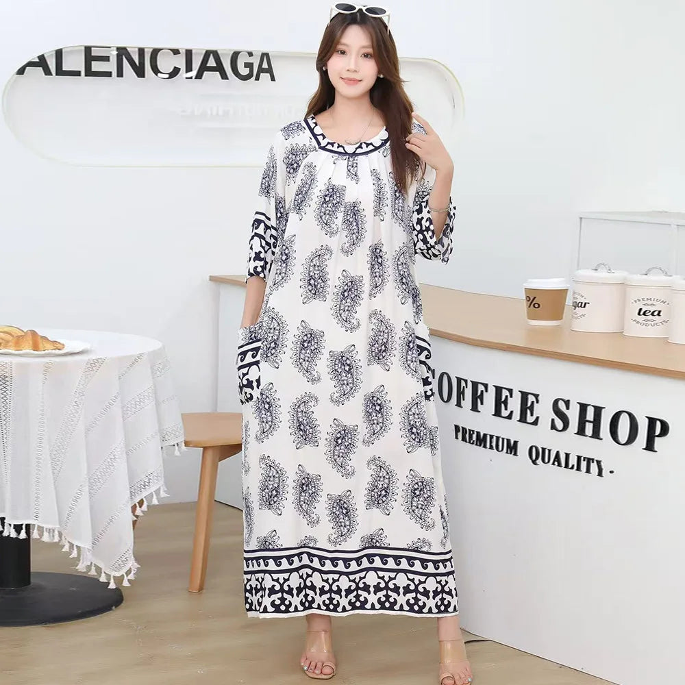 Women’s Floral Maternity Lounge Dress | فستان بيت واسع ومريح - Floral