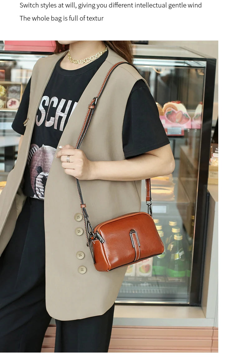 Women’s Genuine Leather Small Crossbody Bag | حقيبة نسائية صغيرة من الجلد الطبيعي كروس بودي