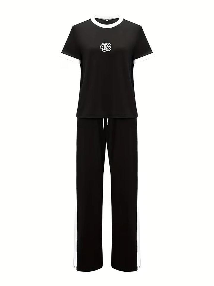 Women’s Printed 2-Piece Set | Casual Short Sleeve Top & Pants