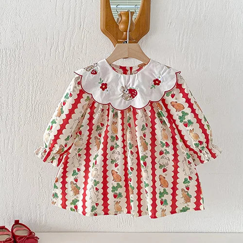Girls’ Corduroy Princess Dress | فستان بناتي أنيق لعمر 2-6 سنوات - Floral
