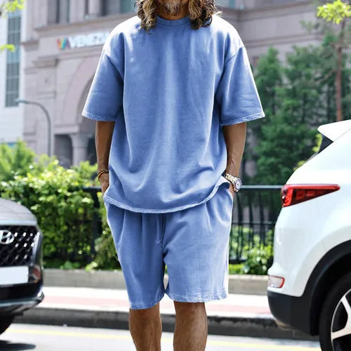 Men’s Printed Summer Set | Casual Short Sleeve Shirt & Shorts Outfit