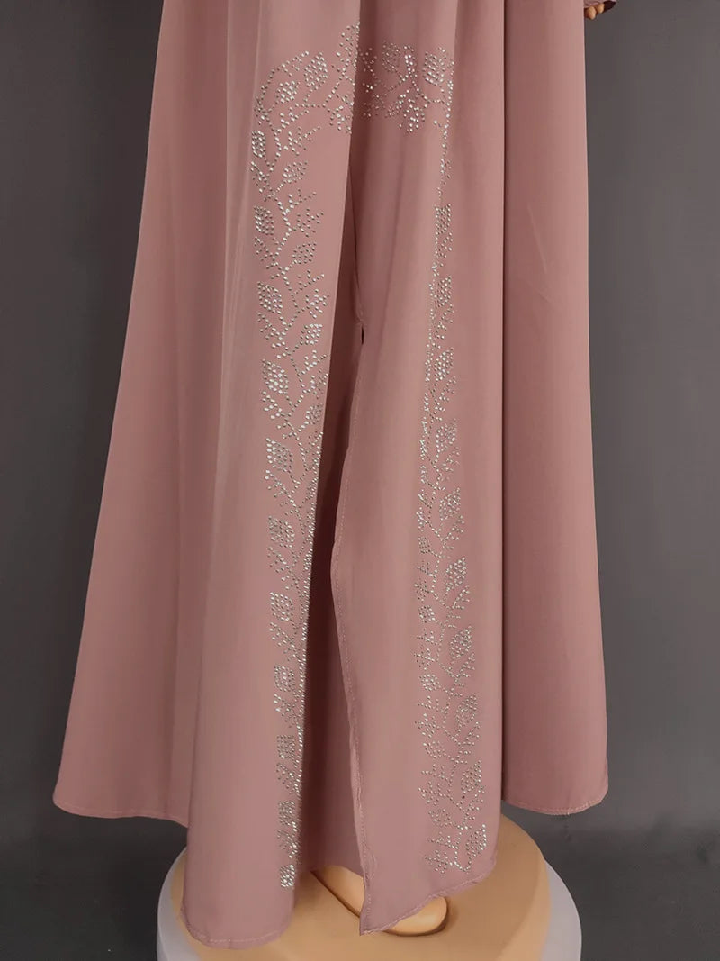 Women’s Crystal Rhinestone Open Abaya | عباية مفتوحة بتفاصيل كريستالية راقية