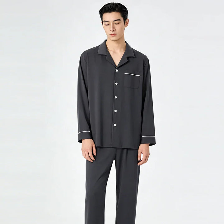 Men’s Cotton Pajama Set | Warm Button-Down Homewear