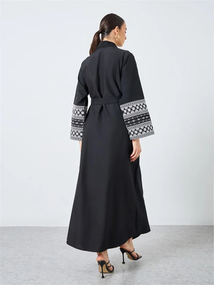 Women’s Open Abaya | Elegant Belted Cuff Detail Design